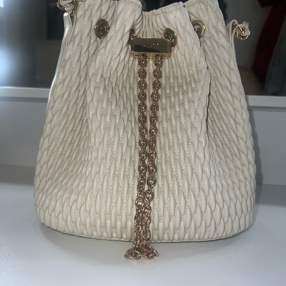 ALDO Cream Braided Mini Bucket Bag